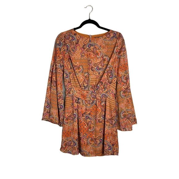 NWT Jessica Simpson Amella Dress Winding Trial Adobe Boho Paisley Flare Sleeve S - Picture 2 of 12